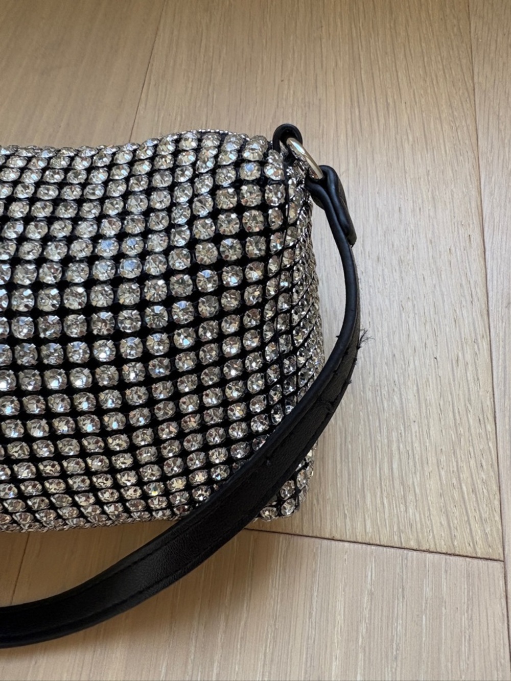 Black Crystal Mesh Evening Shoulder Bag - Picture 11 of 11